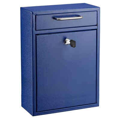 AdirOffice Steel Large Wall Mounted Drop Box Interoffice Mailbox, Key Lock, Blue (631-04-BLU-PKG)