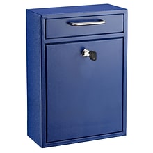 AdirOffice Large Wall Mounted Drop Box with Suggestion Cards, Key Lock, Blue (631-04-BLU)