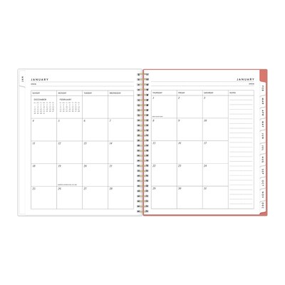 2026 Blue Sky Bespoke Letterpress Pomegranate Blush 8 x 10 Calendar Year Monthly Planner, Faux Leather Cover (156221)