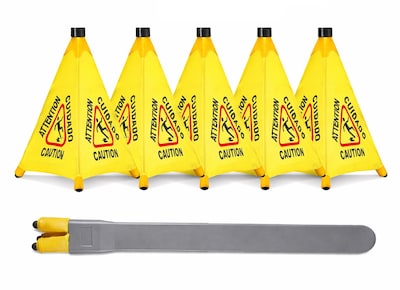 Alpine Industries Wet Floor Caution Cone Sign, 30H, Yellow, 5/Pack (498-30-5pk)