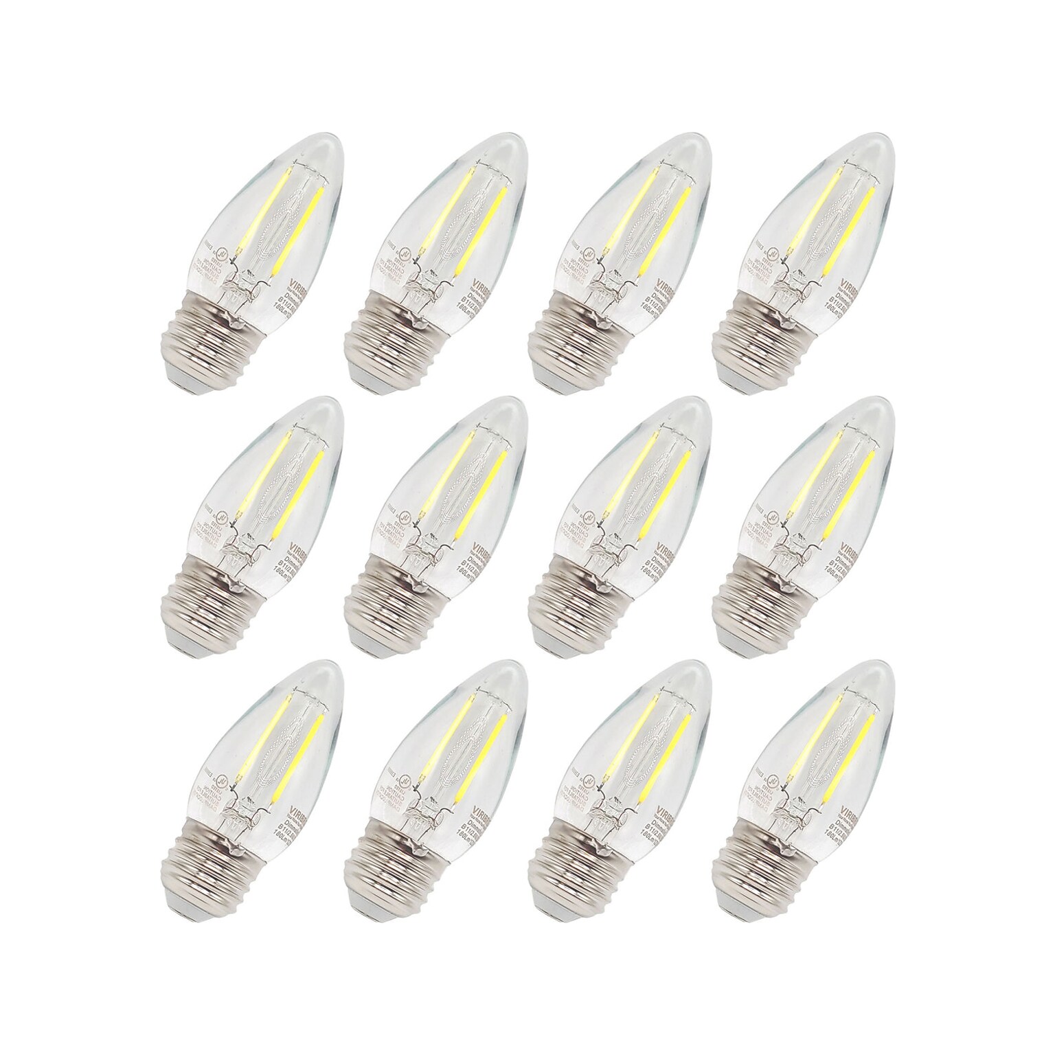 Viribright 2.5-Watt Daylight LED Candle Candelabra Bulb, Dozen (650191-12)