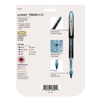 uni-ball Vision Elite Rollerball Pen, Micro Point, 0.5mm, Assorted Ink, 8/Pack (58092PP)
