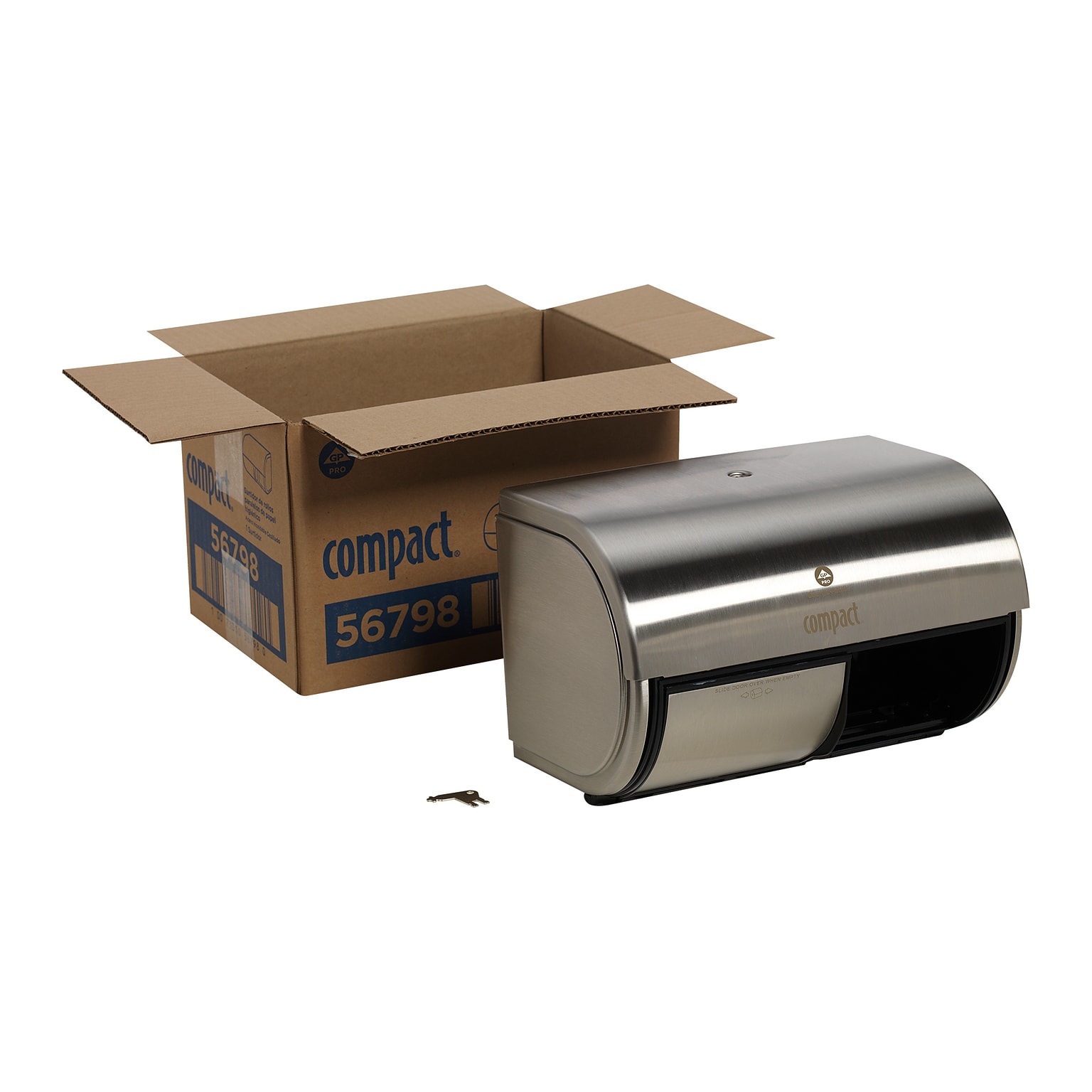 Compact 2-Roll Side-by-Side Coreless Toilet Paper Dispenser by GP PRO, Stainless (56798)