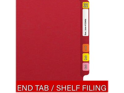 Medical Arts Press Reinforced End Tab File Folder, Straight Cut, Letter-Size, Red, 50/Box (S-01601-RED)