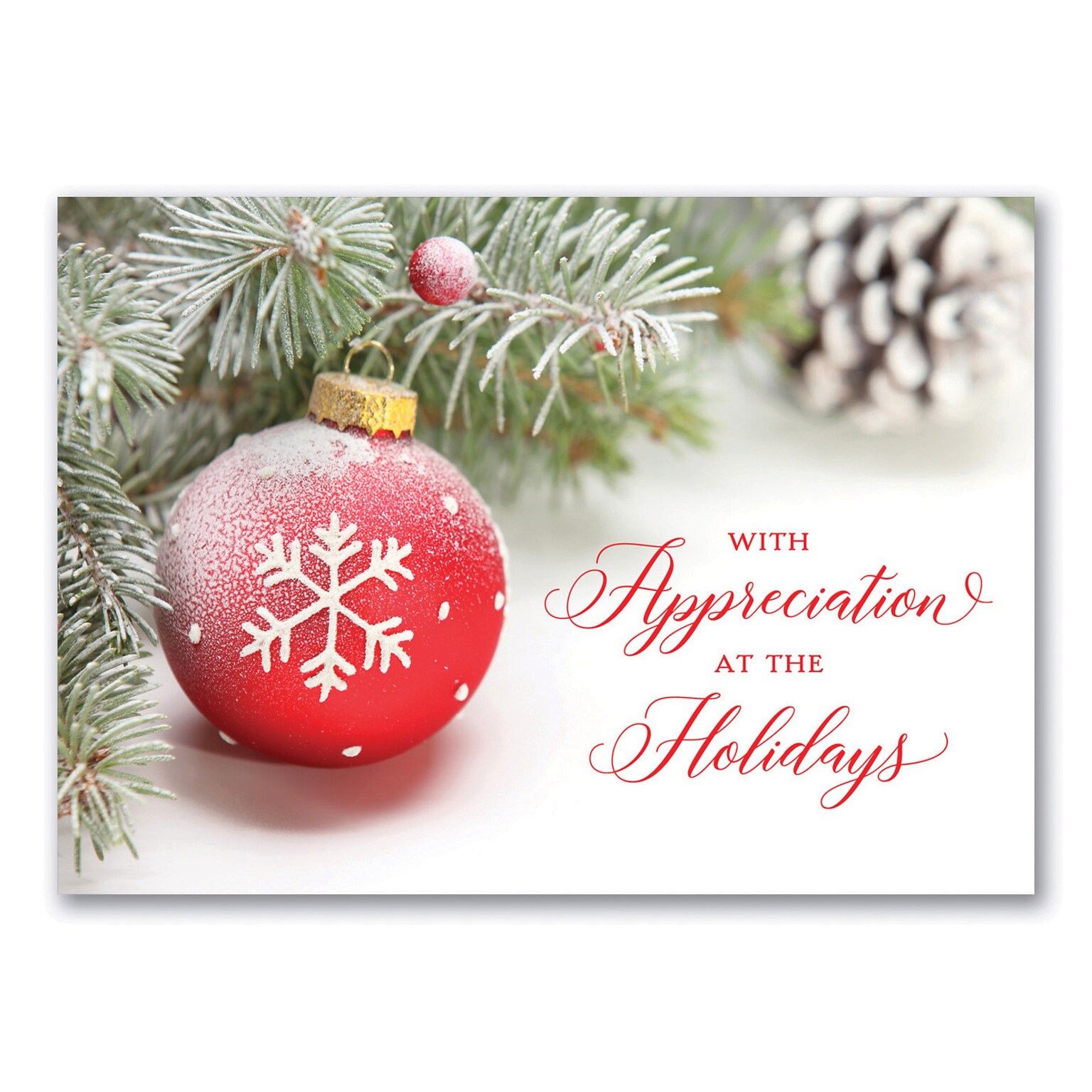 Custom Appreciation Greens Cards, with Envelopes,  7 x 5  Holiday Card, 25 Cards per Set