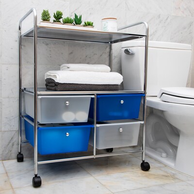 Mind Reader Elevate Collection 2-Tier 4-Drawer Metal Mobile Utility Cart, Multi (2SHROLL-ASST)