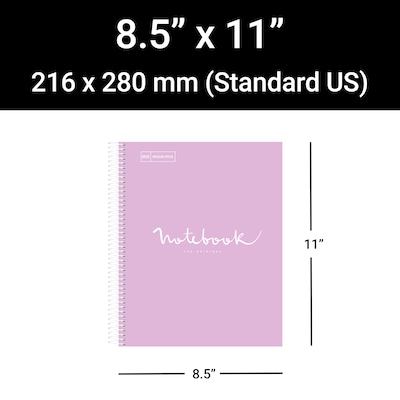 Miquelrius 1-Subject Notebook, 8.5" x 11", College-Ruled, 80 Sheets, Lavender, 5/Carton (48281CS)