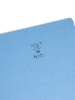 Smead Reinforced File Folder, Straight Cut, Legal Size, Blue, 100/Box (17010)