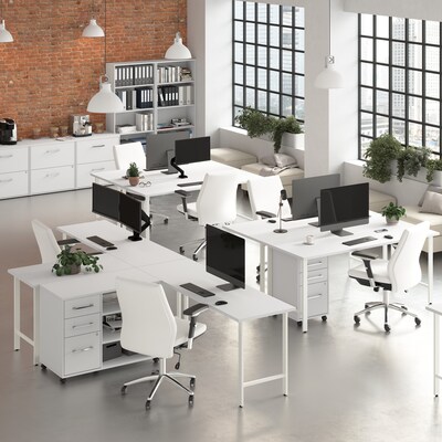 Bush Business Furniture Hustle 72"W Computer Desk with Metal Legs, White (HUD172WH)