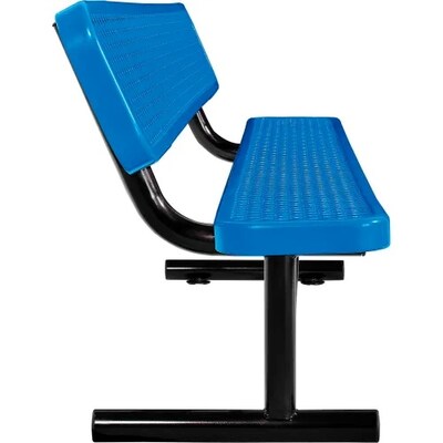 Global Industrial 8 Outdoor Steel Bench w/ Backrest, Expanded Metal, Blue (277155BL)