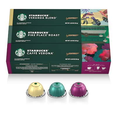 Nespresso Starbucks Variety Pack Coffee Nespresso Vertuo Capsules, 30/Pack (163926)
