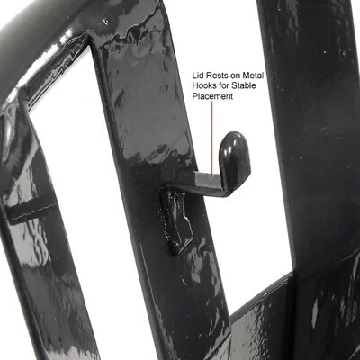 Global Industrial Outdoor Slatted Steel Trash Can w/ Rain Bonnet Lid, 36 Gallon, Black (260804BK)