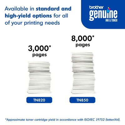 Brother TN-850 Black High Yield Toner Cartridge, Print Up to 8,000 Pages