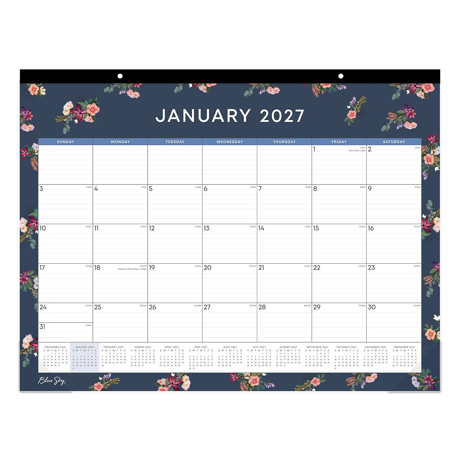 2027 Blue Sky Ashlyn Navy 22 x 17 Monthly Desk Pad Calendar, Blue (148618-27)