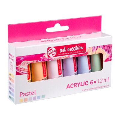 Talens Art Creation Pastel Acrylic Paint, Assorted Colors, 12mL, 6/Set, 3/Bundle (TLN9021862M-3)