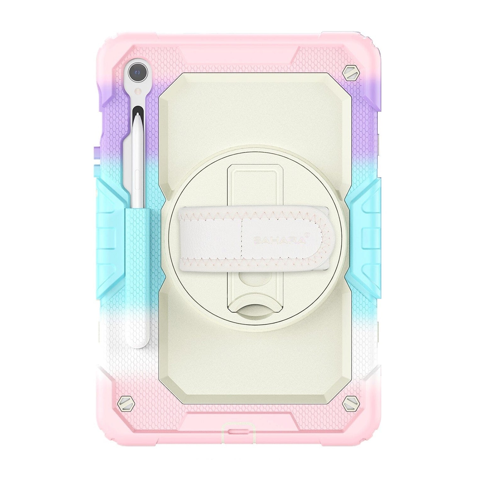 SaharaCase Raider Series Heavy Duty Case with Hand Strap for Galaxy Tab S10 Lite (2025),Tab S10 FE/S9/S9 FE, Sunset Sorbet