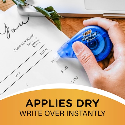 BIC Wite-Out EZ Correct Correction Tape, White, 18/Pack (WOTAP18-WHI)