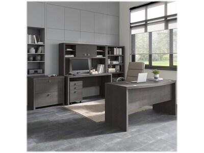 Bush Business Furniture Echo 60W Bow Front Desk, Credenza with Hutch, Bookcase and File Cabinets, C