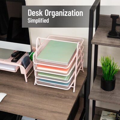 Mind Reader Metal Mesh Front Loading Letter Tray, Letter/Legal Size, Pink (4TPAPER-PNK)