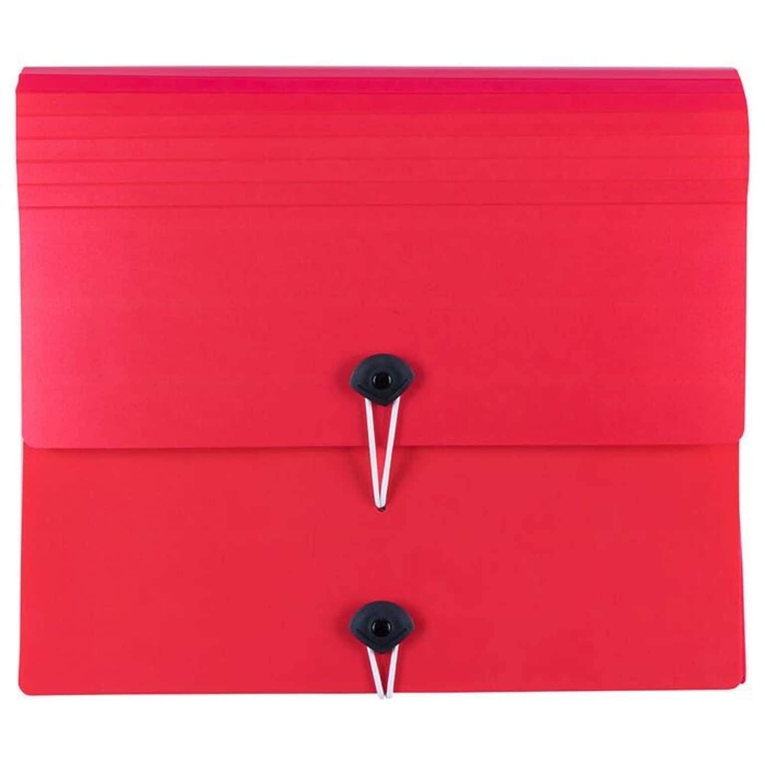 JAM PAPER Portfolio with Elastic Closure, 2 in 1 Binder and Expanding File, 13 x 11 1/4, Red (33439300)