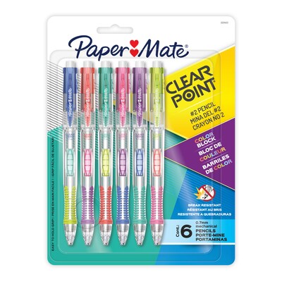 Paper Mate Clear Point Mechanical Pencil, #2 Medium Lead, 6/Pack (2221453)