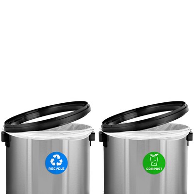 Alpine Industries Stainless Steel Indoor Compost and Trash Can with Swivel Lid, 17 Gallon, Silver, 2/Pack (ALP470-65L-1-CO-T)