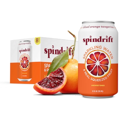 Spindrift Blood Orange Tangerine Flavored Sparkling Seltzer Water, 12 oz., 24 Cans/Carton (SDR14220)