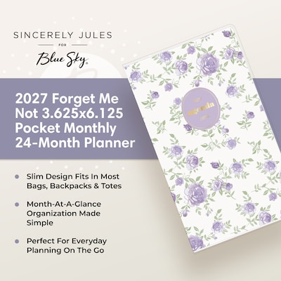 2027-2028 Blue Sky 3.625" x 6.125" Monthly Planner, Purple/White (164254)