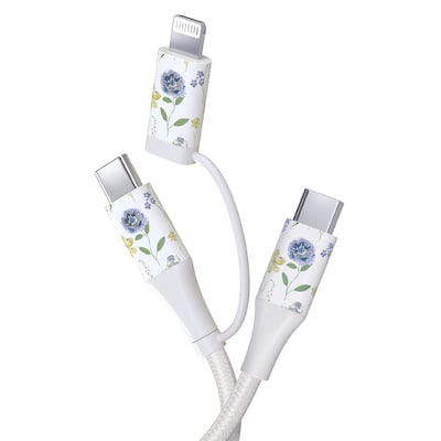 HyperGear TECHcessories 3-in-1 USB-C PD Charging Kit with Travel Pouch, 30W, Purple Floral (16235)