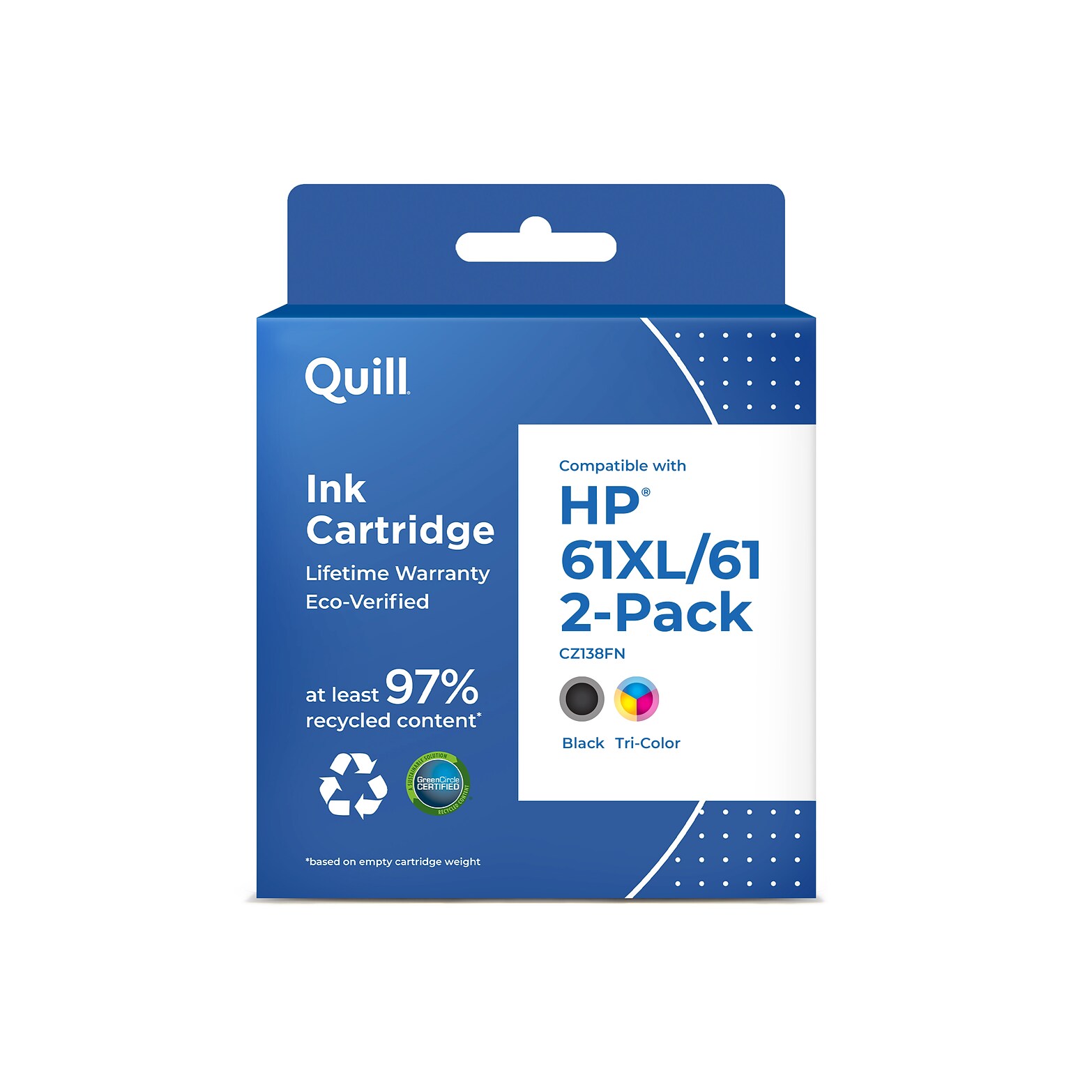 Quill 61XL/61 Remanufactured Black High Yield & Tri-Color Ink Cartridges Replacement for HP CZ138FN, 2/PK (QULCZ138FN2PK)