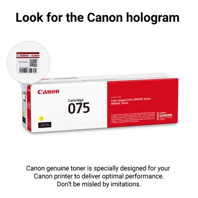 Canon 075 Yellow Standard Yield Toner Cartridge, Prints Up to 1,300 Pages (6362C001)