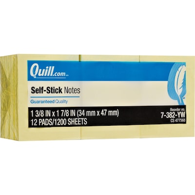 Self-Stick Note Pads, Note Ruled, 4 x 6, Yellow, 100 Sheets/Pad, 12  Pads/Pack