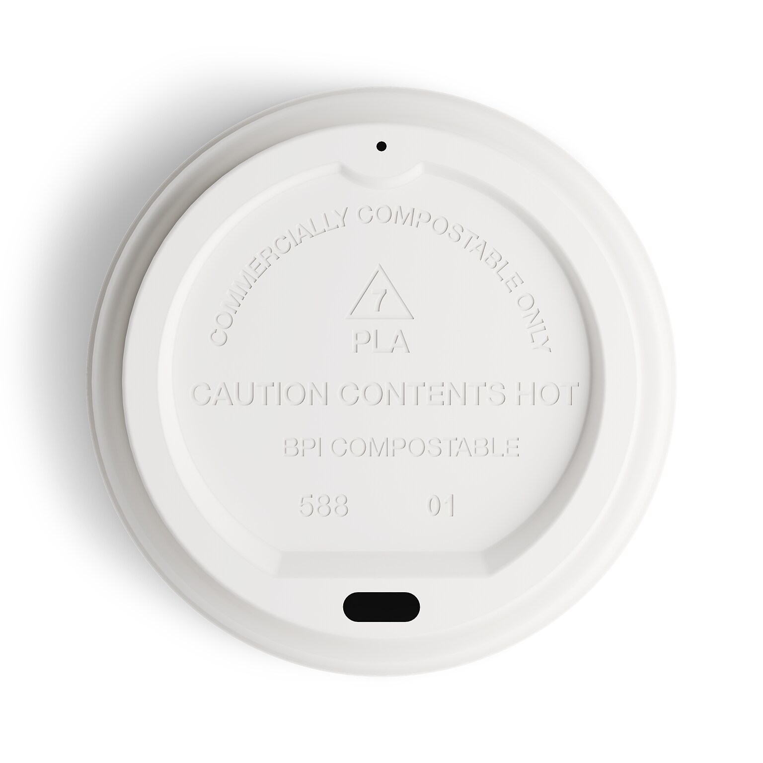 Perk Eco Compostable Plastic Hot Cup Lids, 50 Count Disposable Coffee Cup Lids for 10–16 Oz Paper Hot Cups, White