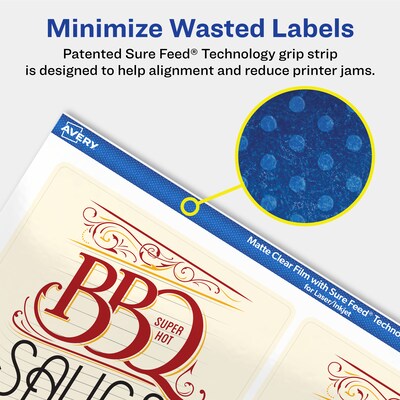Avery Laser/Inkjet Rectangle Multipurpose Labels, 4-3/4" x 3-3/4", Clear, 400/Box (94254)