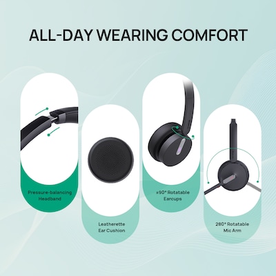 Yealink WH64 Workstation Bluetooth Dual Phone & Computer On Ear Headset, USB-A/USB-C, UC Certified (1208736)