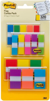 Post-it® Flags Combo Pack, .47 Wide and .94 Wide, Assorted Colors, 320 Flags/Pack (683-XL1)