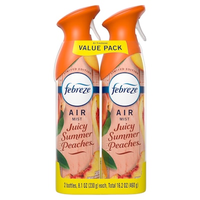 Febreze Air Mist Air Freshener Spray, Juicy Summer Peaches Scent, 8.1 oz., 2/Pack (11573)