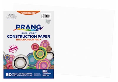 SunWorks 12 x 18 Construction Paper, Bright White, 50 Sheets (PAC8707)