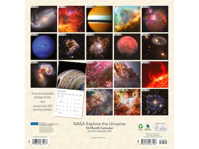 2023-2024 Plato NASA Explore the Universe 12 x 12 Academic & Calendar Monthly Wall Calendar (97819