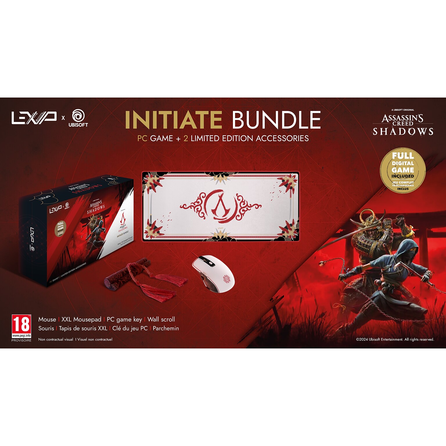 Lexips & Ubisoft Assassins Creed Shadow Initiate Bundle: PC Game, Mouse and Mousepad (UBXLXBOX001)