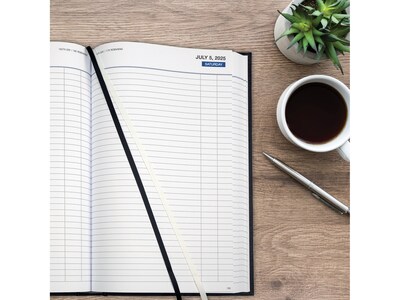 2025 Global Printed Products 8" x 12.5" Daily Planner, Cardboard Cover, Black (SPLS-SDCY25-BK)