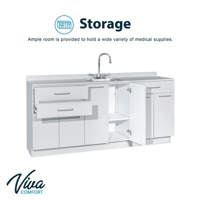 Viva Comfort 36.75"H x 72"W Exam Room Medical Cabinet With Sink, 6-Doors, 3-Drawers, Gray (ADIME902-BASE-72-RS-GRY-MK)