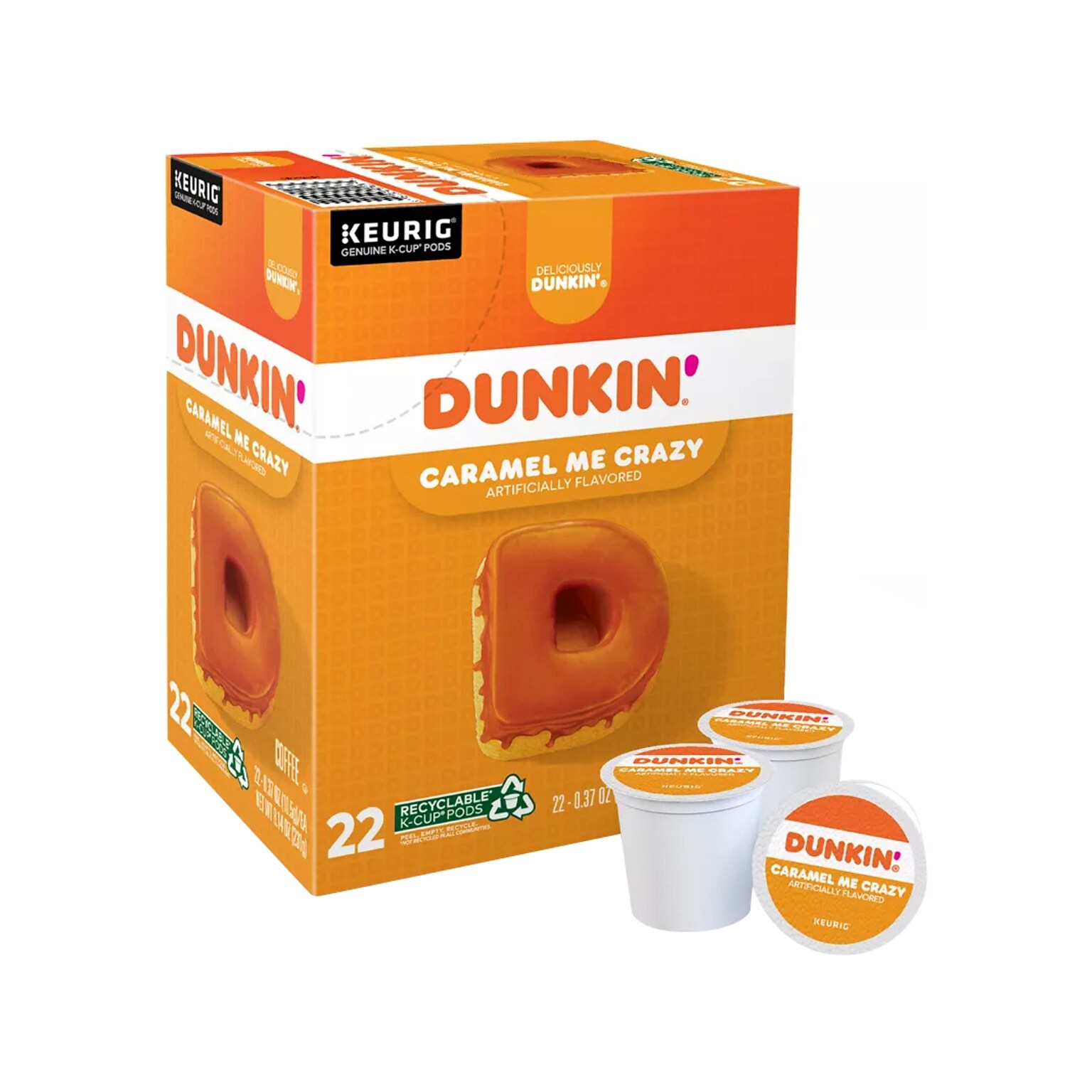 Dunkin Caramel Me Crazy Coffee Keurig® K-Cup® Pods, Medium Roast, 22/Box (5000364900)