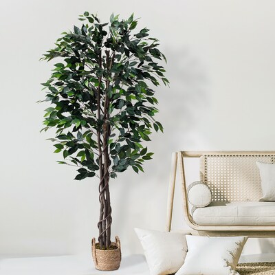 Forever Leaf 72 Artificial Ficus Silk Tree in Wicker Basket (FEV-FIWI72)