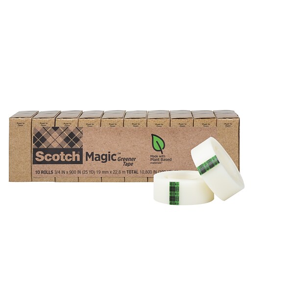 Scotch® Magic™ Greener Invisible Tape Refill, 3/4 x 25 yds., 10 Rolls (812-10P)