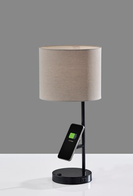Adesso Wyatt Supercharger Incandescent Desk Lamp, 22"H, Black/Beige (2610-01)