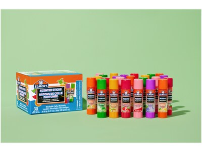Elmer's Scented Washable Removable Glue Sticks, 0.21 oz., Assorted Colors, 30/Pack (2175692)