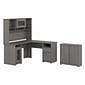 Bush Furniture Cabot 60"W L Shaped Computer Desk with Hutch and Small Storage Cabinet, Modern Gray (CAB016MG)
