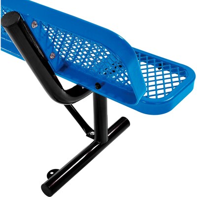 Global Industrial 6' Outdoor Steel Bench w/ Backrest, Expanded Metal, Blue (277154BL)