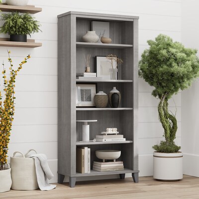 Bush Furniture Somerset 65"H 5-Shelf Bookcase with Adjustable Shelves, Platinum Gray Laminate (WC81265)